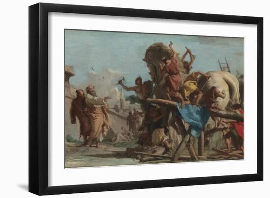 The Building of the Trojan Horse, Ca 1760-Giandomenico Tiepolo-Framed Giclee Print