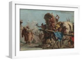 The Building of the Trojan Horse, Ca 1760-Giandomenico Tiepolo-Framed Giclee Print