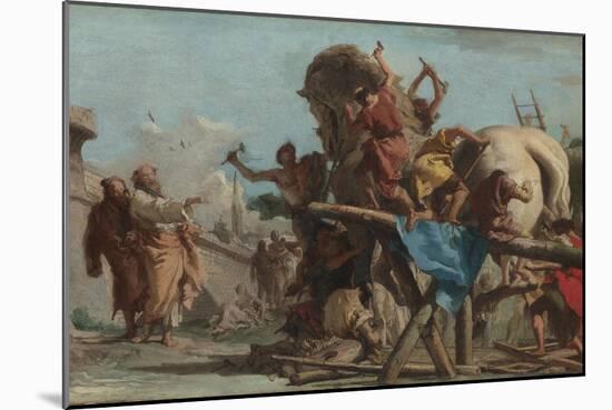 The Building of the Trojan Horse, Ca 1760-Giandomenico Tiepolo-Mounted Giclee Print