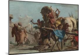 The Building of the Trojan Horse, Ca 1760-Giandomenico Tiepolo-Mounted Giclee Print