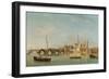 The Building of Westminster Bridge with an Imaginary View of Westminster Abbey, C.1742-Samuel Scott-Framed Giclee Print