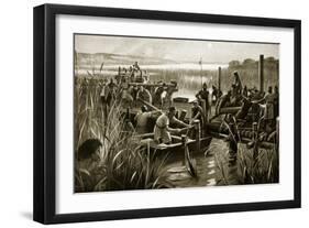 The Building of William's Causeway at Ely-null-Framed Giclee Print