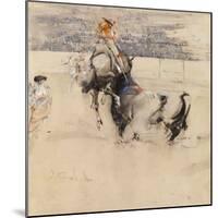 The Bullfight at Algeciras (W/C with Bodycolour on Paper)-Joseph Crawhall-Mounted Giclee Print