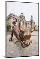 The Bund Bull in Front of the Shanghai Pudong Development Bank and Customs House-Michael DeFreitas-Mounted Photographic Print