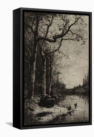 The Burbanche Marsh (Large Plate), C.1870 (Etching)-Adolphe Appian-Framed Stretched Canvas