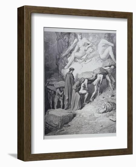 The Burden of Pride, from 'The Divine Comedy' (Purgatorio) by Dante Alighieri (1265-1321)…-Gustave Doré-Framed Giclee Print