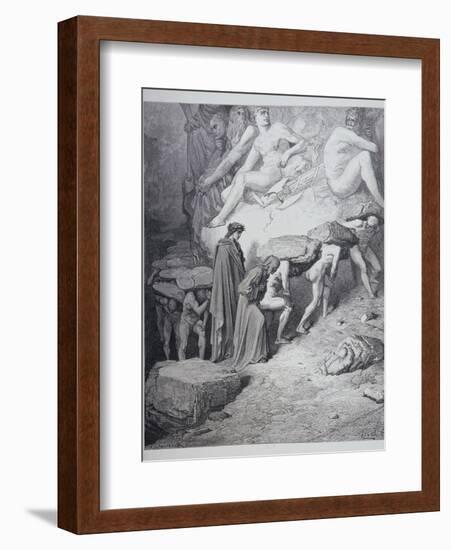 The Burden of Pride, from 'The Divine Comedy' (Purgatorio) by Dante Alighieri (1265-1321)…-Gustave Doré-Framed Giclee Print