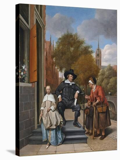 The Burgher of Delft and His Daughter, 1655-Jan Havicksz. Steen-Stretched Canvas