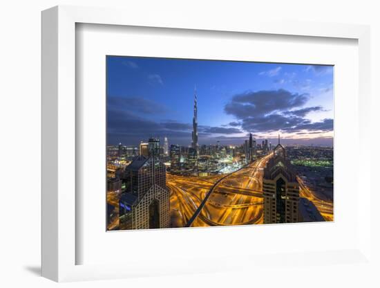 The Burj Khalifa Dubai, View across Sheikh Zayed Road and Financial Centre Road Interchange-Gavin Hellier-Framed Photographic Print