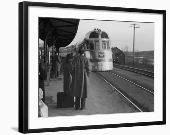 The Burlington Zephyr, East Dubuque, Illinois, c.1940-John Vachon-Framed Photo