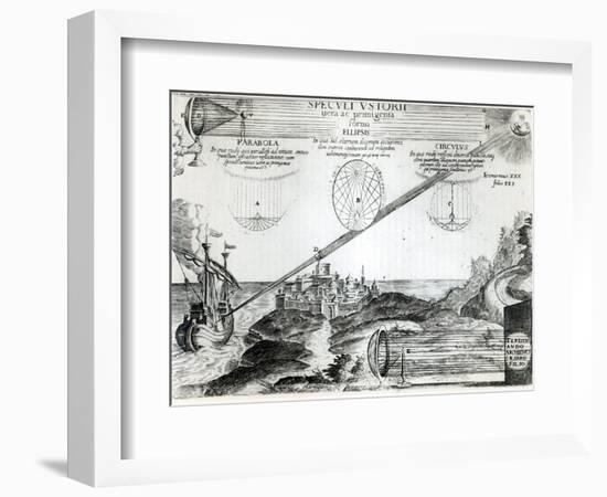 The Burning Mirror of Archimedes, from Ars Magna Lucis et Umbrae, Athanasius Kircher-null-Framed Giclee Print