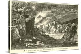 The Burning of a Germanic Village by the Romans-Willem II Steelink-Stretched Canvas