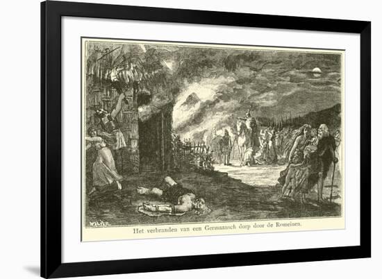 The Burning of a Germanic Village by the Romans-Willem II Steelink-Framed Giclee Print