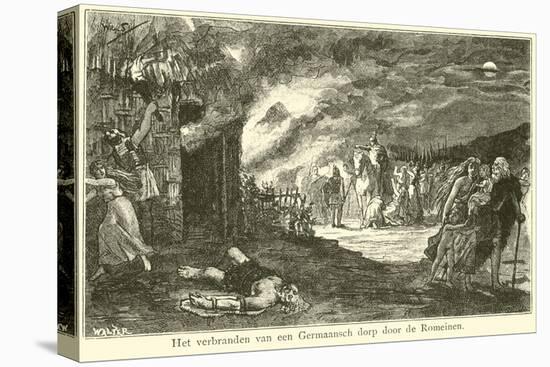 The Burning of a Germanic Village by the Romans-Willem II Steelink-Stretched Canvas