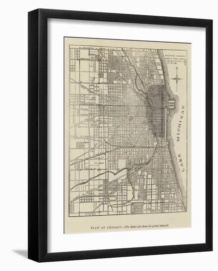 The Burning of Chicago, Plan of Chicago-null-Framed Giclee Print