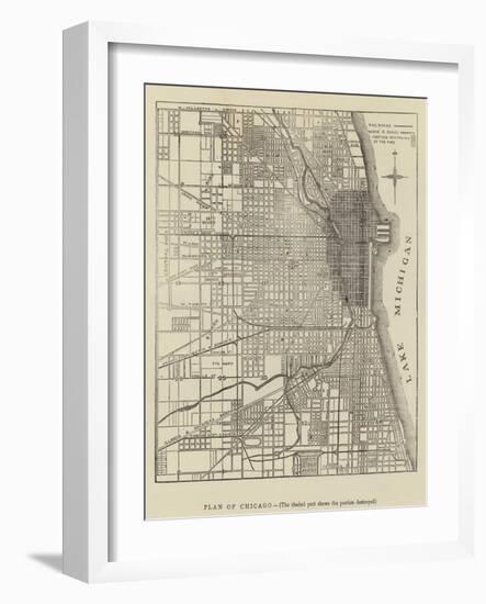 The Burning of Chicago, Plan of Chicago-null-Framed Giclee Print