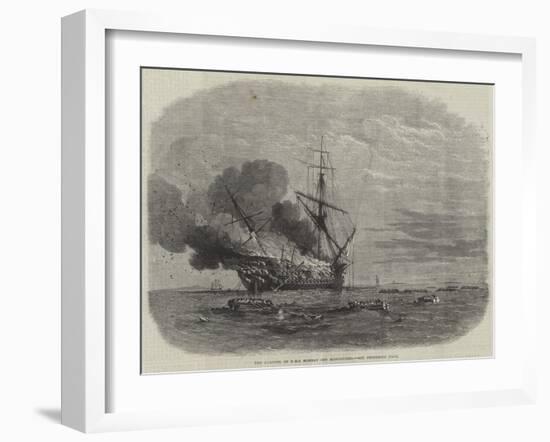 The Burning of HMS Bombay Off Montevideo-null-Framed Giclee Print