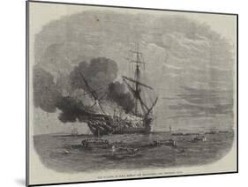 The Burning of HMS Bombay Off Montevideo-null-Mounted Giclee Print