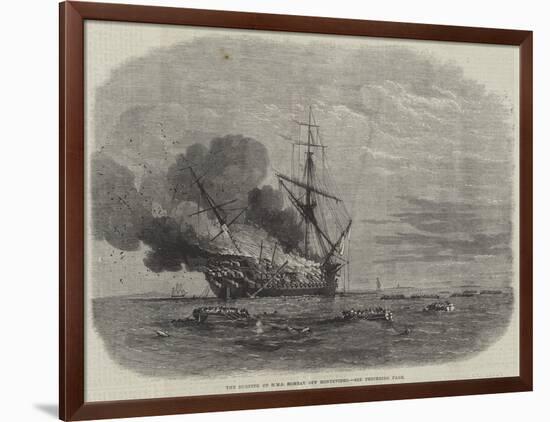 The Burning of HMS Bombay Off Montevideo-null-Framed Giclee Print