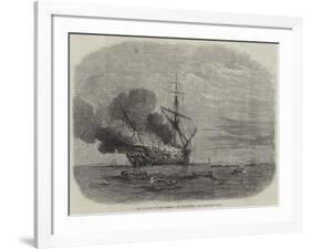 The Burning of HMS Bombay Off Montevideo-null-Framed Giclee Print