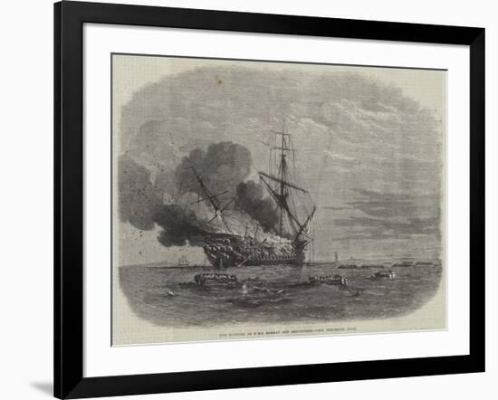 The Burning of HMS Bombay Off Montevideo-null-Framed Giclee Print