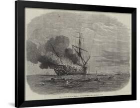 The Burning of HMS Bombay Off Montevideo-null-Framed Giclee Print