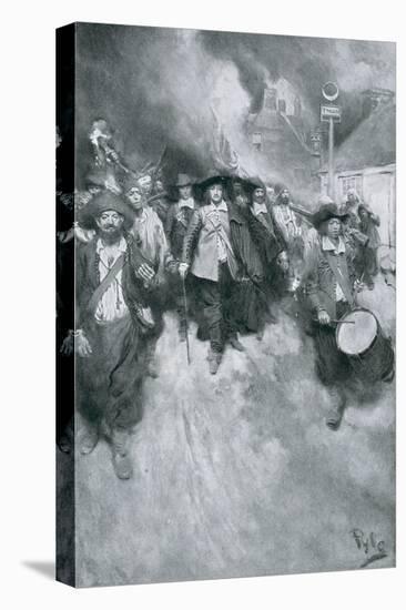 The Burning of Jamestown, 1676, from "Colonies and Nation" by Woodrow Wilson, 1901-Howard Pyle-Stretched Canvas