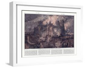 The Burning of Reims Cathedral after the Severe Bombardment by the Germans, 17-24 September 1914-Charles William Wyllie-Framed Giclee Print