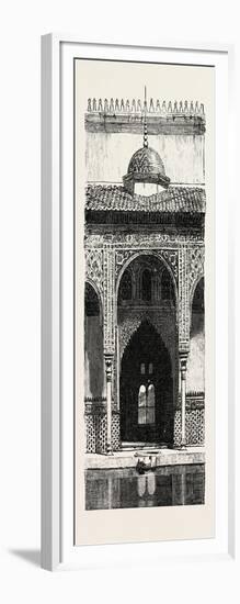 The Burning of the Alhambra at Granada: Entrance to the Hall of Ambassadors, Andalusia, Spain, 1890-null-Framed Giclee Print