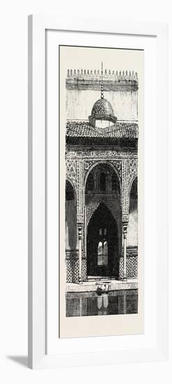 The Burning of the Alhambra at Granada: Entrance to the Hall of Ambassadors, Andalusia, Spain, 1890-null-Framed Giclee Print