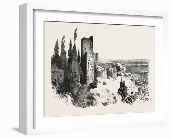 The Burning of the Alhambra at Granada: the Red Tower, Andalusia, Spain, 1890-null-Framed Giclee Print