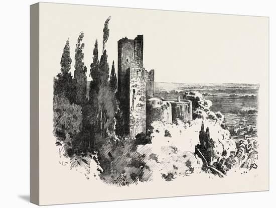 The Burning of the Alhambra at Granada: the Red Tower, Andalusia, Spain, 1890-null-Stretched Canvas