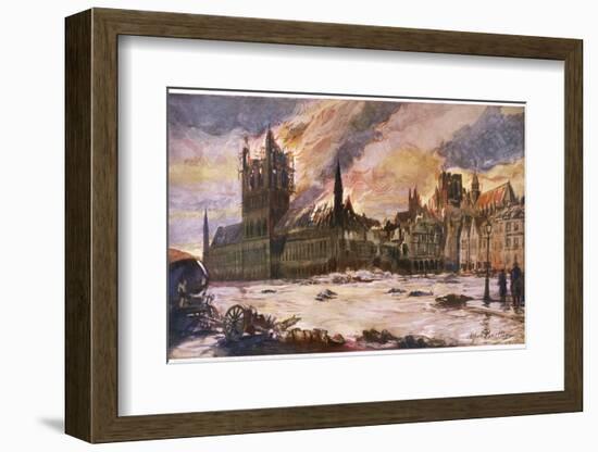 The Burning of the Cloth Hall in Ypres Belgium-Alfred Bastien-Framed Photographic Print