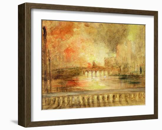 The Burning of the Houses of Parliament, Previously Attributed to J.M.W. Turner (1775-1851)-English-Framed Giclee Print