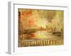 The Burning of the Houses of Parliament, Previously Attributed to J.M.W. Turner (1775-1851)-English-Framed Giclee Print