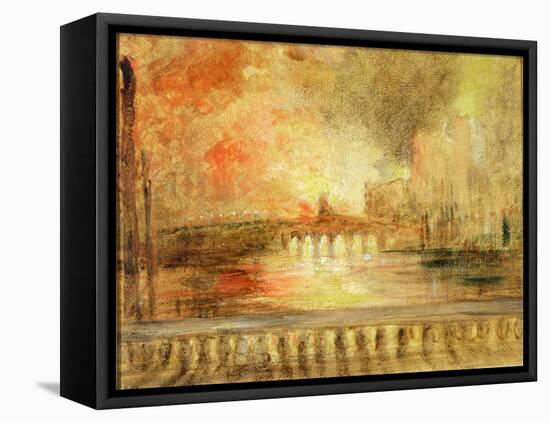 The Burning of the Houses of Parliament, Previously Attributed to J.M.W. Turner (1775-1851)-English-Framed Stretched Canvas