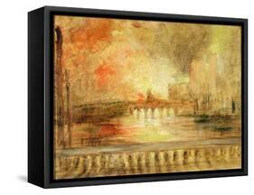 The Burning of the Houses of Parliament, Previously Attributed to J.M.W. Turner (1775-1851)-English-Framed Stretched Canvas