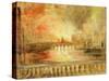 The Burning of the Houses of Parliament, Previously Attributed to J.M.W. Turner (1775-1851)-English-Stretched Canvas