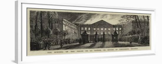 The Burning of the Palais De La Nation, or Houses of Parliament, Brussels-null-Framed Premium Giclee Print