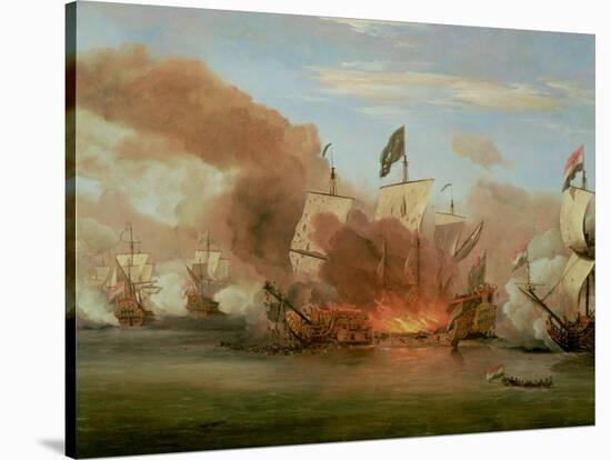 The Burning of "The Royal James" at the Battle of Sole Bank, 6th June 1672-Willem Van De, The Younger Velde-Stretched Canvas