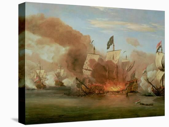 The Burning of "The Royal James" at the Battle of Sole Bank, 6th June 1672-Willem Van De, The Younger Velde-Stretched Canvas