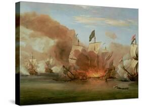 The Burning of "The Royal James" at the Battle of Sole Bank, 6th June 1672-Willem Van De, The Younger Velde-Stretched Canvas