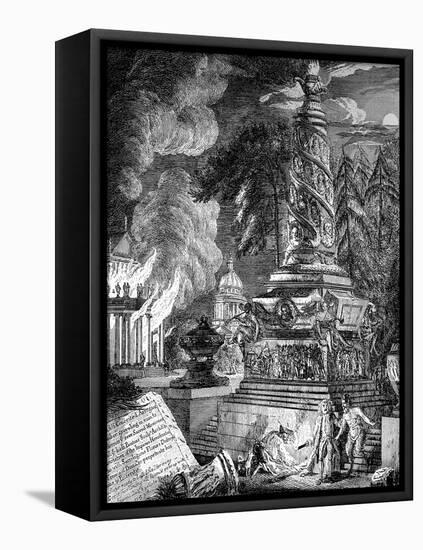 The Burning of the Temple at Ephesus, 1753-Paul Sandby-Framed Stretched Canvas