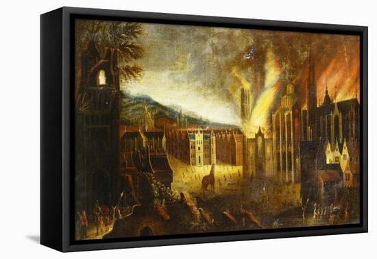 The Burning of Troy-Lucas van Valkenborch (Follower of)-Framed Stretched Canvas