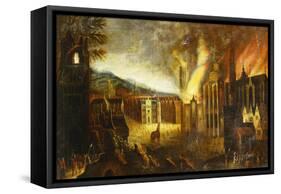 The Burning of Troy-Lucas van Valkenborch (Follower of)-Framed Stretched Canvas