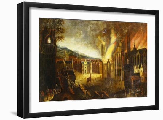 The Burning of Troy-Lucas van Valkenborch (Follower of)-Framed Giclee Print