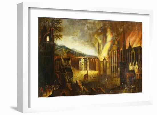 The Burning of Troy-Lucas van Valkenborch (Follower of)-Framed Giclee Print