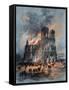 The Burning Reims Cathedral-Gustave Fraipont-Framed Stretched Canvas