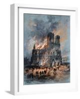 The Burning Reims Cathedral-Gustave Fraipont-Framed Giclee Print