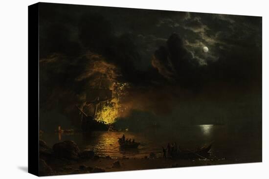 The Burning Ship, 1869-Albert Bierstadt-Stretched Canvas